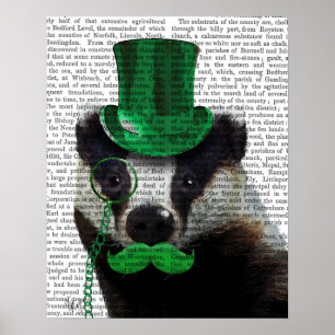 Poster Badger com chapéu verde e bigode