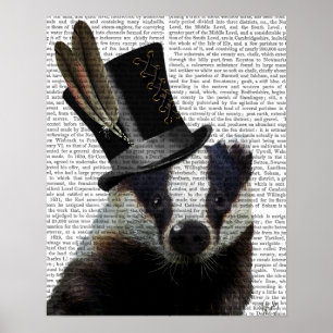 Pôster Badger Steampunk em Top Hat