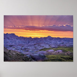 Poster Badlands National Park Sunset, Dakota do Sul