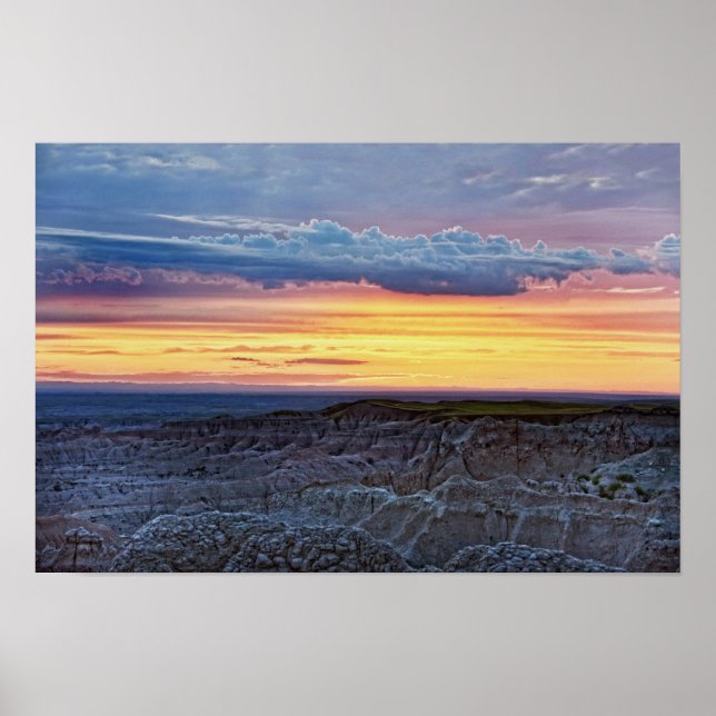 Poster Badlands Sunset, Dakota do Sul (Frente)