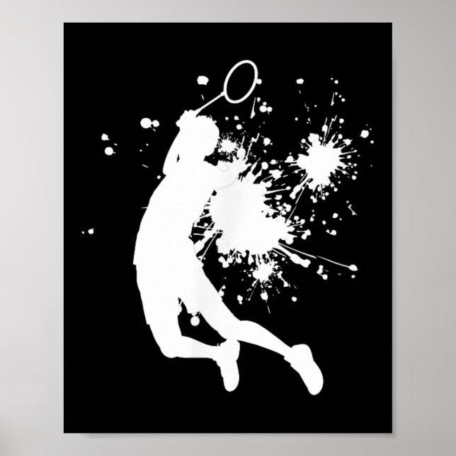 Poster Badminton Badminton Player Mens Squash Shuttle  (Frente)