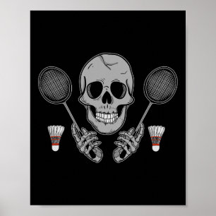 Poster Badminton Birdie Humor Fan Skeleton Horror Hallowe
