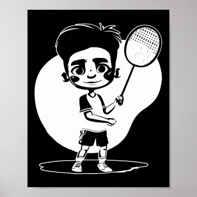 Poster Badminton Boy Racket Esportivo Shuttle (Frente)