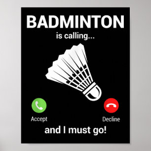 Poster Badminton Chamando Amante de Badminton Badminton D