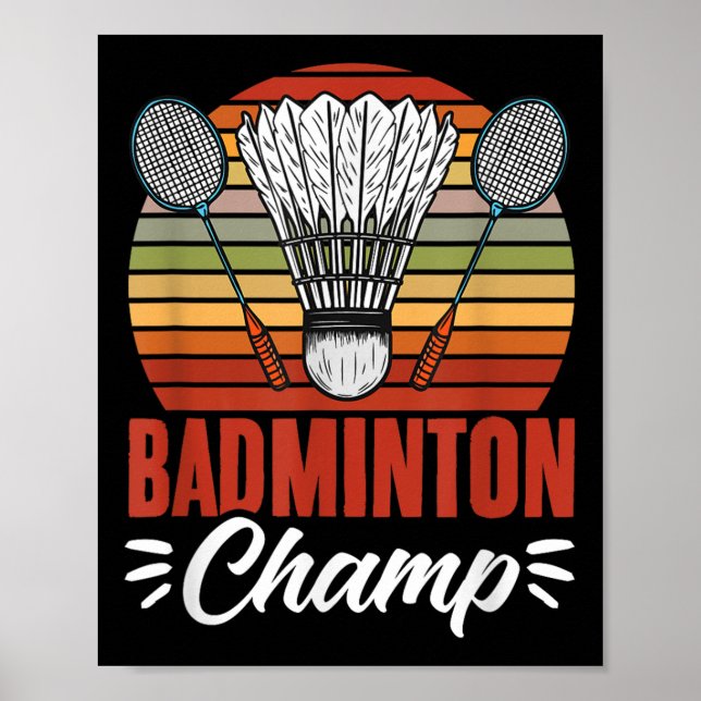 Poster Badminton Champ Racket Shuttle Vintage Badminton P (Frente)