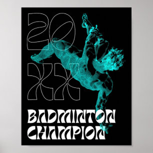 Poster Badminton Champion Racket Shuttle Tournament Winne