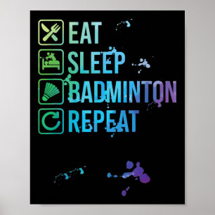 Poster Badminton Coma Sono Repetir Presente de Aquarela