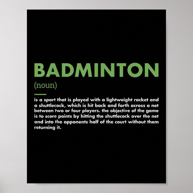 Poster Badminton de definição de esporte (Frente)