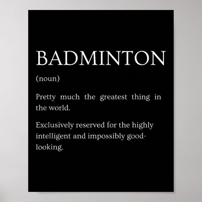 Poster Badminton Definition - Funny Sarcastic Badminton E (Frente)