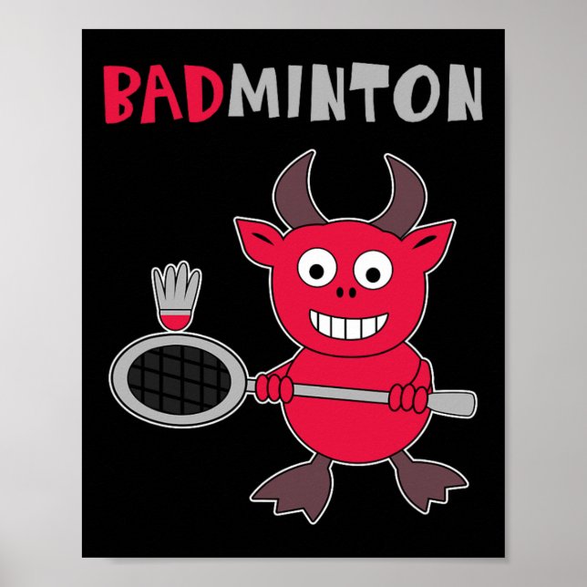 Poster Badminton Devil Badminton Player Shuttle Sports Sm (Frente)