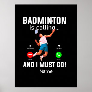 Poster Badminton está chamando o jogador Cute Engraçado