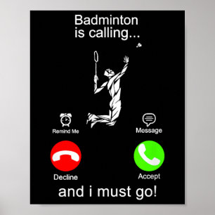 Poster Badminton Está Ligando