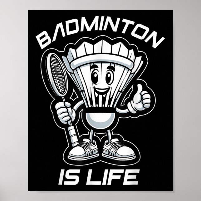 Poster Badminton Forever Cartoon Shuttle E Racket Graph (Frente)