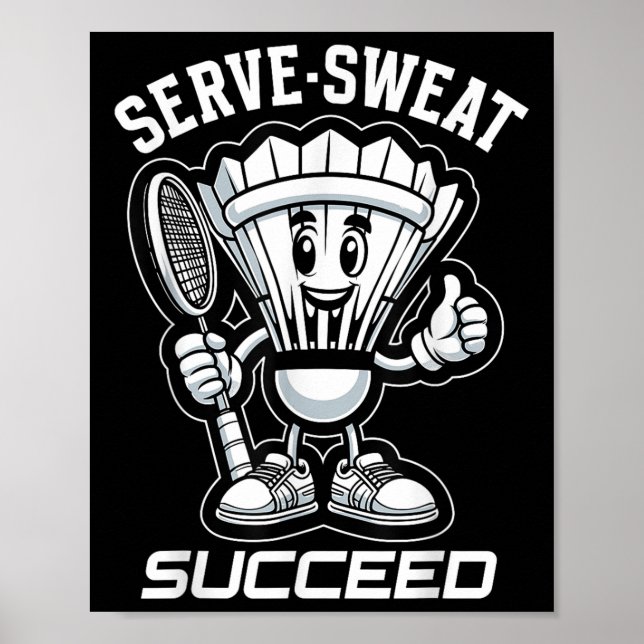 Poster Badminton Forever Cartoon Shuttle E Racket Graph (Frente)