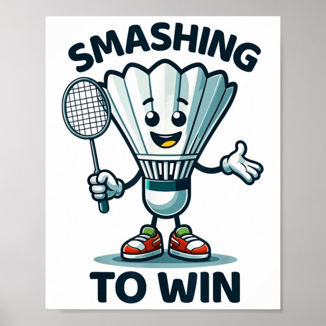 Poster Badminton Forever Cartoon Shuttle E Racket Graph (Frente)