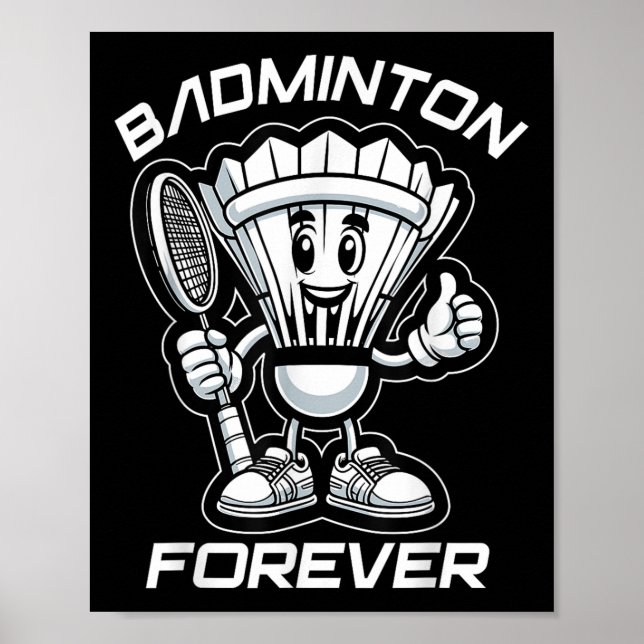 Poster Badminton Forever Cartoon Shuttle E Racket Graph (Frente)
