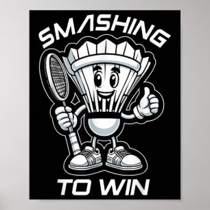 Poster Badminton Forever Cartoon Shuttle E Racket Graph