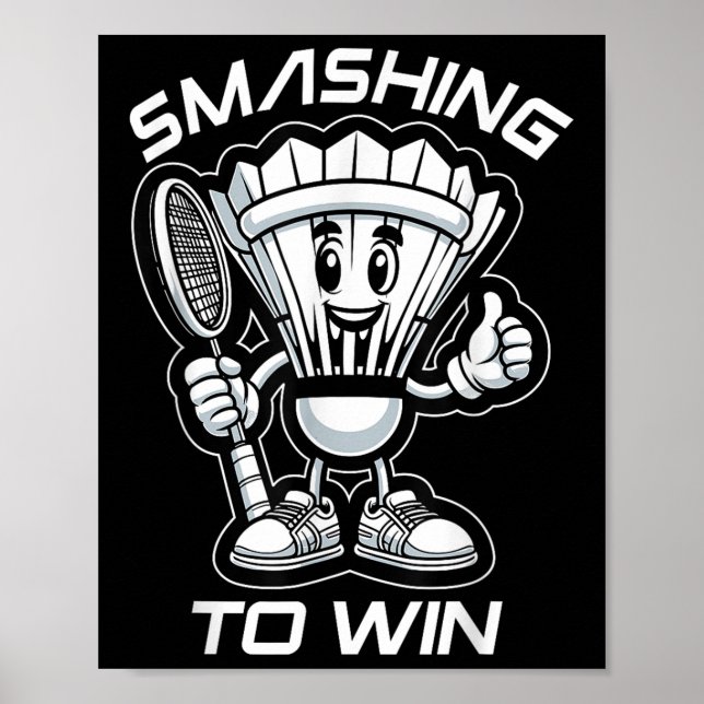 Poster Badminton Forever Cartoon Shuttle E Racket Graph (Frente)