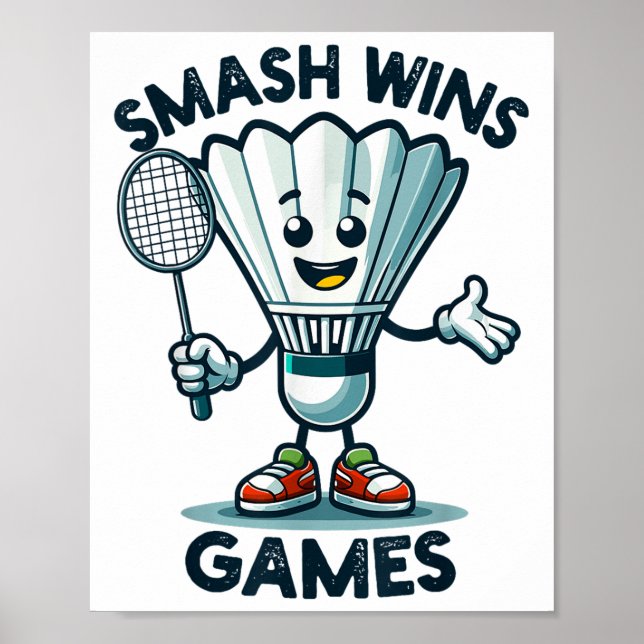 Poster Badminton Forever Cartoon Shuttle E Racket Graph (Frente)