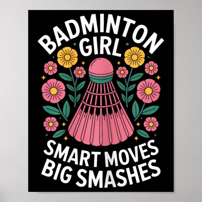 Poster Badminton Girl Shuttle Engraçado Badminton (Frente)