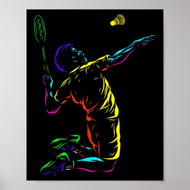 Poster Badminton Graphic Badminton Player Shuttle Sports (Frente)