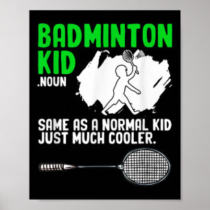 Poster Badminton Kid Racket Shuttle Hobby Badminton Playe
