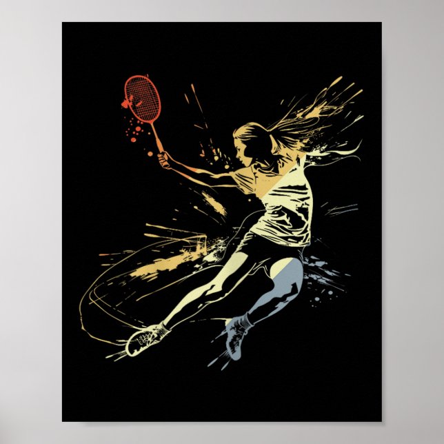 Poster Badminton Mulher Grafitti Shuttle Game Para Menina (Frente)