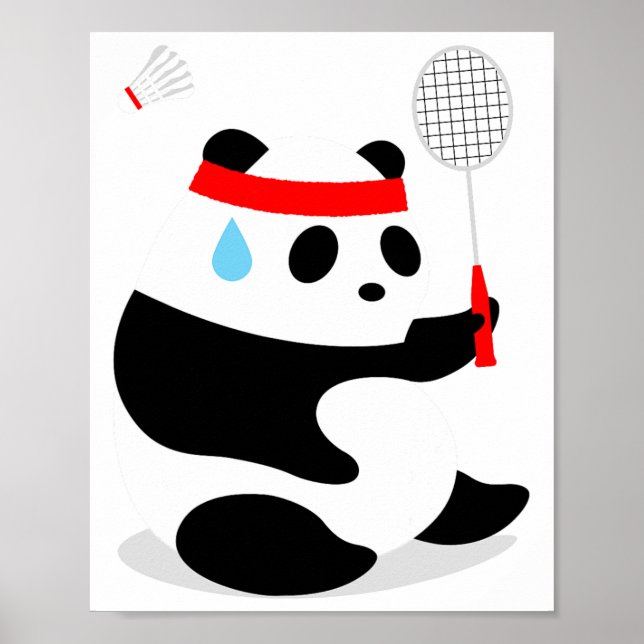 Poster Badminton Panda Ficando Suado Perdido (Frente)