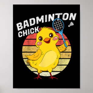 Poster Badminton Pintinho Retro Chicken Birdie Women Badm
