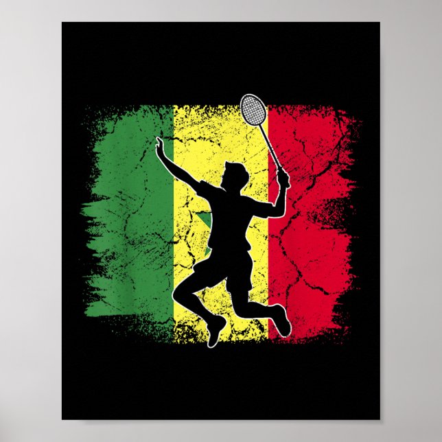 Poster Badminton Player Senegalese Flag Senegal  (Frente)