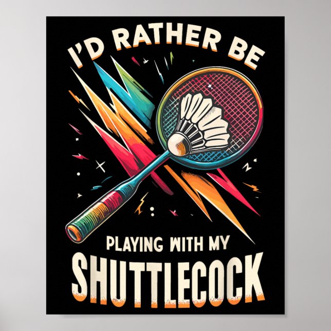Poster Badminton Player Shuttle Racket Badmintoner (Frente)