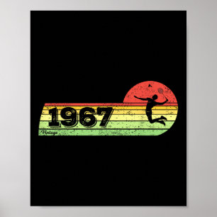 Poster Badminton-player Vintage 1967 Birthday Shuttle Bad