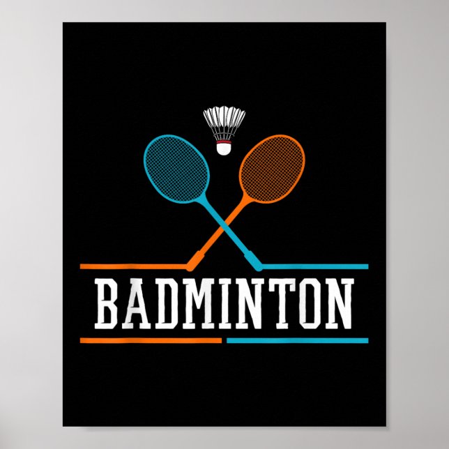 Poster Badminton Racket Shuttle Team Treinador Badminton  (Frente)