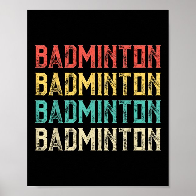 Poster Badminton, Retro Vintage Badminton  (Frente)