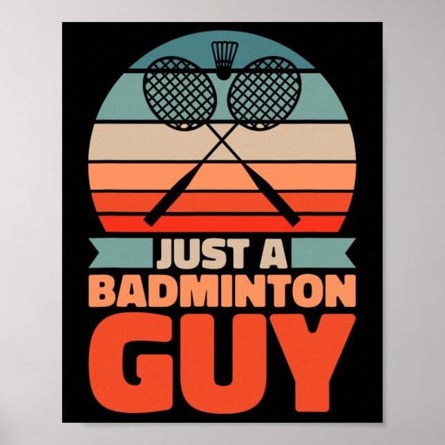 Poster Badminton Retro - Vintage Shuttle Apenas Um Badmin (Frente)