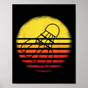 Poster Badminton Shirt Vintage Sunset Retro Badminton Pla