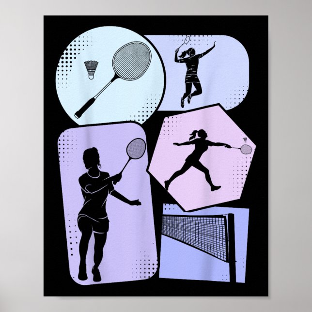 Poster Badminton Shuttle Women Girls (Frente)