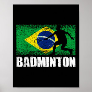 Poster Badminton Sport, Retro Brasil Flag, Brasileiro
