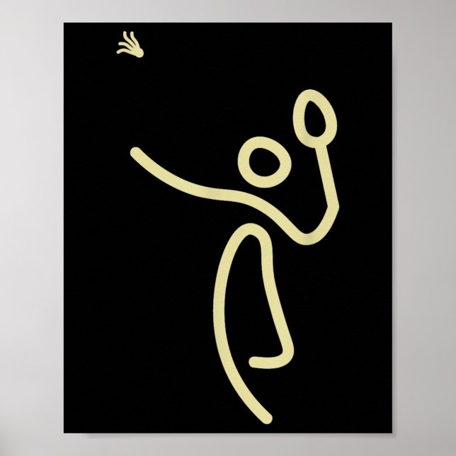 Poster Badminton Stick Man - Shuttle Gift Idea (Frente)