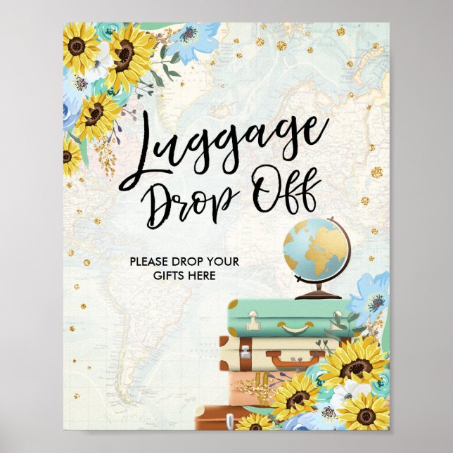 Poster Bagagem Descartar Viagem de Aventura Azul (Frente)