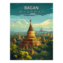 Pôster Bagan, Mianmar: Uma Tapeçaria Atemporal