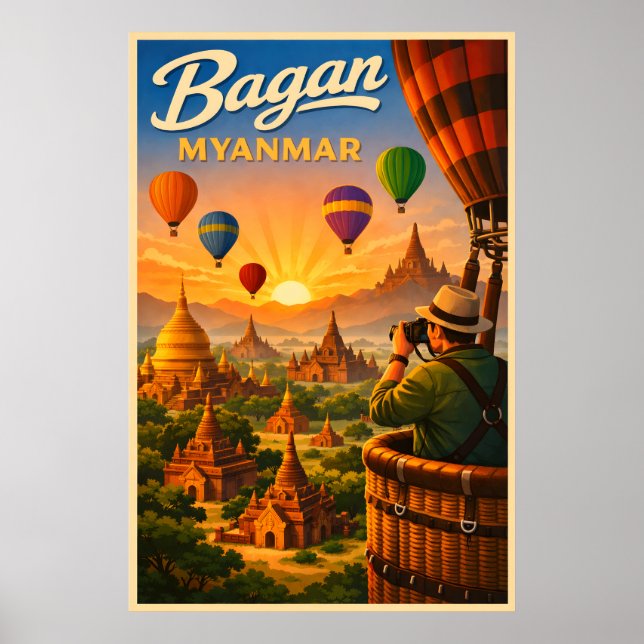 Poster Bagan Myanmar - Vintage Travel  (Frente)