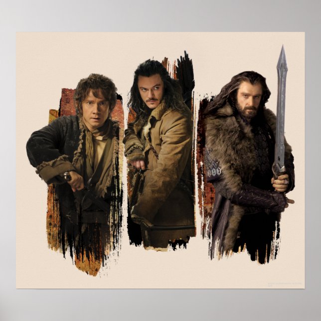 PÔSTER BAGGINS™, BARD BOWMAN™, & THORIN OAKENSHIELD™ (Frente)