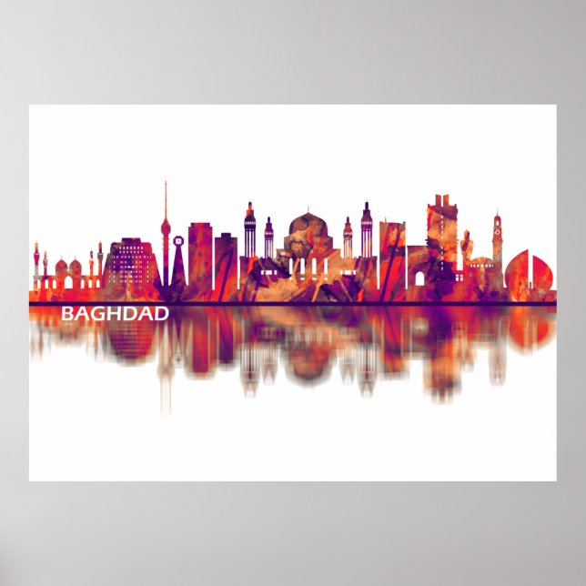 Poster Baghdad Iraque Skyline (Frente)