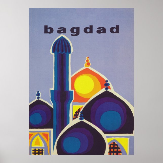Poster Baghdad Retro Viagens vintage (Frente)
