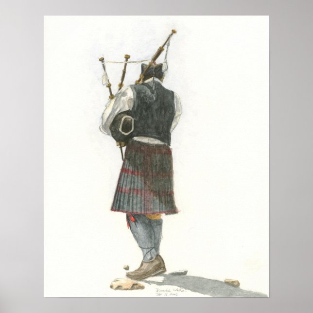 Poster Bagpiper Watercolor (Frente)