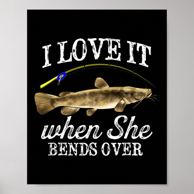 Poster Bagre-de-cabeça-chata engraçado Pesca Peixe de águ (Frente)