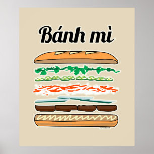 Poster Baguette vietnamiano do pão francês do sanduích