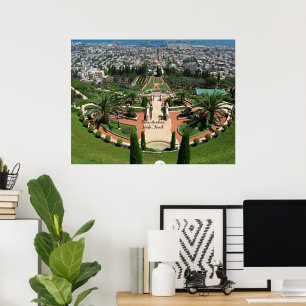 Poster Bahai Gardens em Haifa, Israel