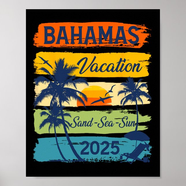 Poster Bahamas 2025 Vacation Souvenir Holiday Family Grou (Frente)